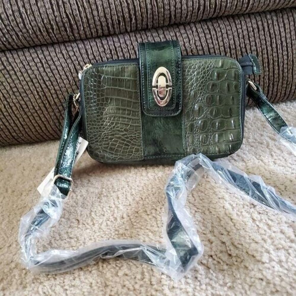 Madi Claire Green leather crossbody bag